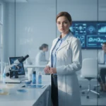 Forscherin im Labor beim wissenschaftlichen Check von Gen Alpha Skincare nach dem neuen BMG-Leitfaden 2026.