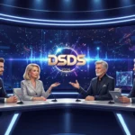 Die DSDS Final Season Jury 2026 in einem digitalen Studio für die ultimative Analyse der Castingshow-Zukunft.