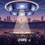 Helene Fischer auf der 360° Tour 2026 Bühne in München vor jubelnden Fans im Stadion zum Vorverkauf.