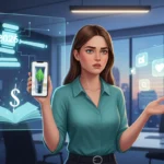 Frau analysiert UWG-Novelle 2026 und Influencer Greenwashing im Beauty-Check vor digitalen Anzeigen im modernen Büro.