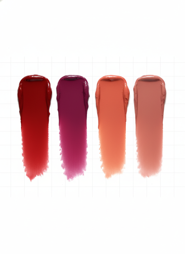 Leonie Hanne Lippenstift Farbsatches unter Laborlicht