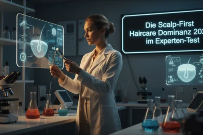 Wissenschaftlerin analysiert Haarfollikel im Labor für die Scalp-First Haircare Dominanz 2026 im Experten-Test.