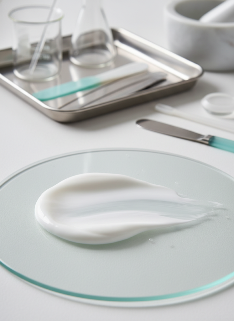 Nahaufnahme der Textur einer mikroplastikfreien Sonnenschutzcreme