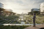 Wiens Climate Loop Schwammstadt 2026: Architektur-Test einer begrünten Stadtlandschaft mit terrassierten Wasserläufen.
