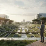 Wiens Climate Loop Schwammstadt 2026: Architektur-Test einer begrünten Stadtlandschaft mit terrassierten Wasserläufen.