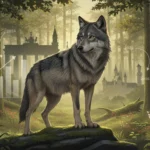 Wolf im deutschen Wald mit Grafik zur Expertenanalyse, ob Wölfe ab April 2026 in Deutschland legal gejagt werden dürfen.